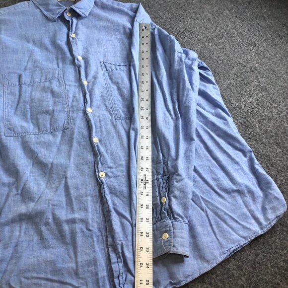 Gitman Bros Shirt Mens Extra Large Blue Chambray Made USA Button Indian Madras - Picture 4 of 10